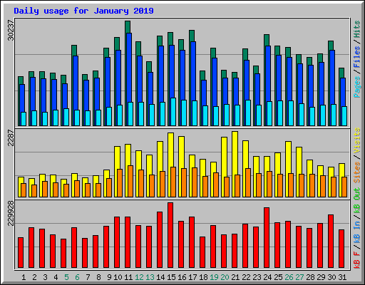 Daily usage for January 2019