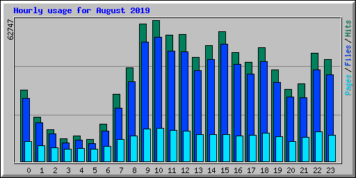 Hourly usage for August 2019